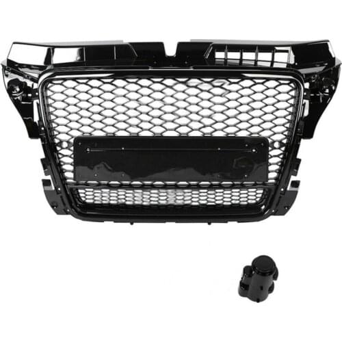 Car Front Sport Hex Mesh Honeycomb Hood Grill Black for Audi A3/S3 8P 2009-2012 Black for RS3 Quattro Style Car Accessories NEW