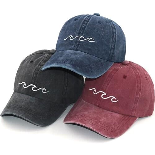 New Ocean Wave Baseball Cap Cotton Washed Adjustable Fashion Dad Hat Women Men Retro Snapback Hats Curved Sun Caps High Quality