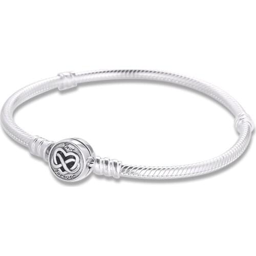 100% 925 Sterling Silver Jewelry Moments Heart Infinity Clasp Snake Chain Bracelets Women Charms Bracelets & Bangles Pulseras