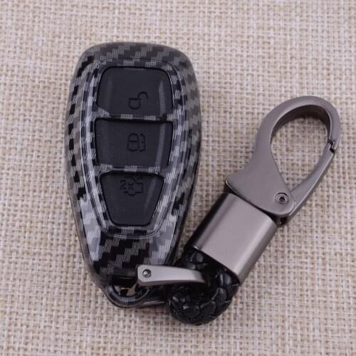 3 Buttons Car Carbon Fiber Style Remote Key Fob Case Shell Cover Plastic Fit for Ford Focus Fiesta Kuga C-Max Galaxy