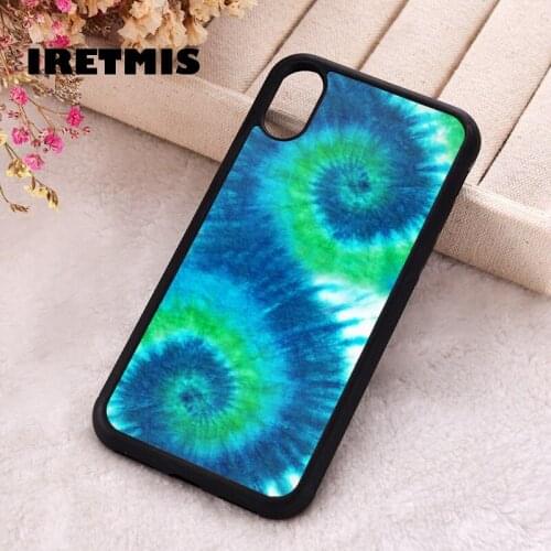 Iretmis 5 5S SE 2020 Phone Cover Cases for iPhone 6 6S 7 8 Plus X Xs Max XR 11 12 MINI Pro Rubber Silicone Blue Green Tie Dye