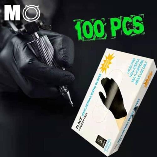 100pcs Black Disposable Latex Nitrile Glove Working Gloves Food Grade Waterproof Allergy Free Work Safety Gloves S/M/L /Gloves