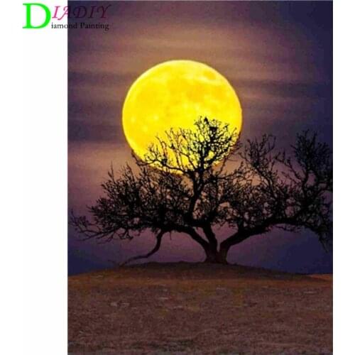 DIADIY 5D DIY Diamond Painting Moon Full Square Diamond Embroidery Landscape Cross Stitch Mosaic Sale Home Decoration
