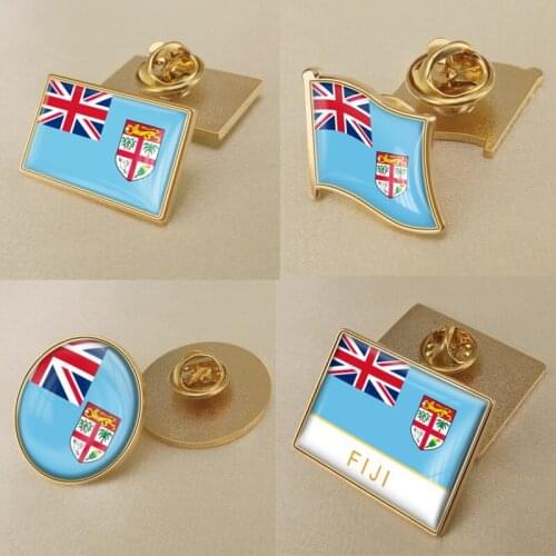 Coat of Arms of Fiji Fijians Map Flag National Emblem National Flower Brooch Badges Lapel Pins