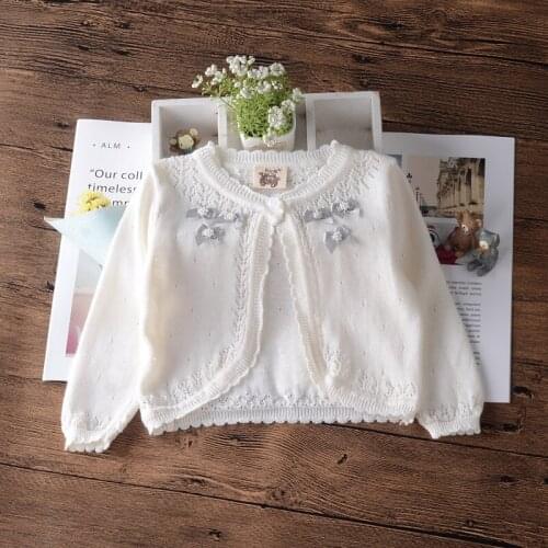 Fashion Shool Girl Jacket Cardigan Kids Cute Summer Girls Sweet 100% Cotton Sweater Coat 1 2 3 4 5 6 7 8 Year Kid Clothes 205031