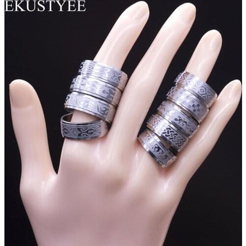 36Pcs/lot Wholesale 8mm Corrosion Carving Stainless Steel Rings for Women Engagement Band Rings NEW High Quality Men jewelry