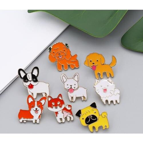 Puppy Collection Enamel Pins Cute Dogs Brooches Badges corgi pembroke Husky Animal Jewelry Denim Backpack Metal Lapel Pin Gifts