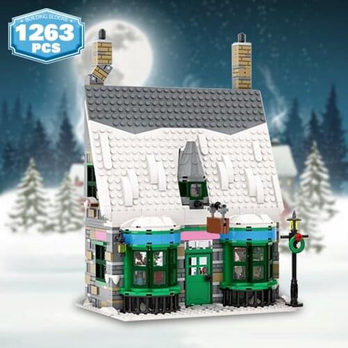 MOC Magic City Honeydukesed Dessert House Candy Shop Winter Village Street View Building Blocks Creative Architecture Toys