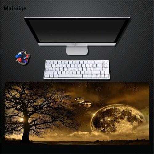 XGZ Retro Pattern Moon Landscape Tree Mouse Pad Gamer Comfort Table Mat Keyboard Rectangular Large for Csgo Xxl