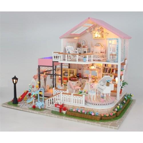 LIANYUN DIY Dollhouse Wooden DollHouses Miniature Doll House Toys for Children Birthday Gift
