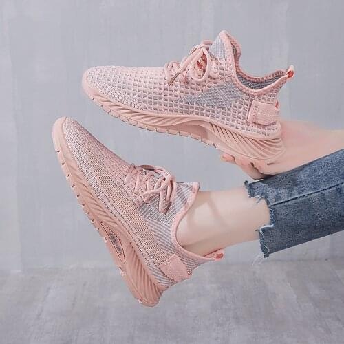 Fashion Lace-Up Black Sneakers Women Sneakers Lightweight Mesh Tennis Women Running Shoes Outdoor Gym