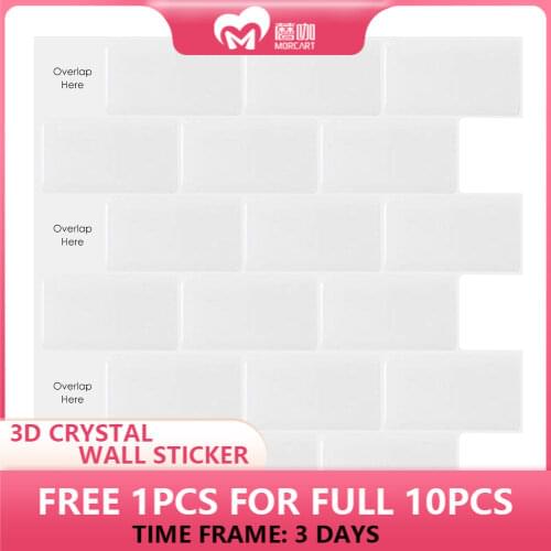 12*10inch White Self-adhesive Mosaic Tiles Sticker Light 3D Backsplash Peel And Stick Floor Tile Wall Decor Panels For Room 1pcs