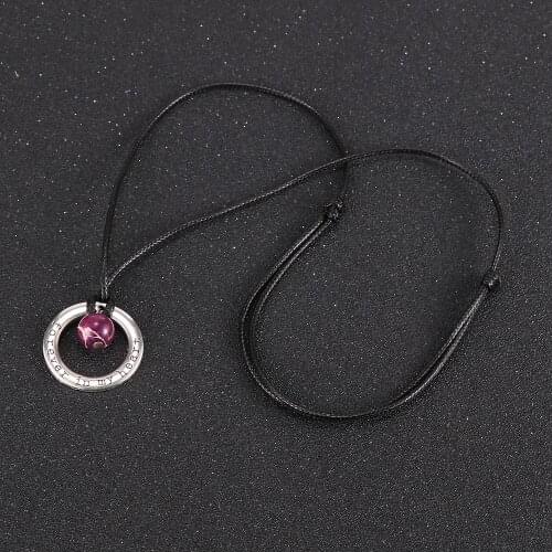 Unisex Men Women Natural Stone Pendant Necklace Tiger Eye Onyx Lapis Lazuli Round Beads Necklaces