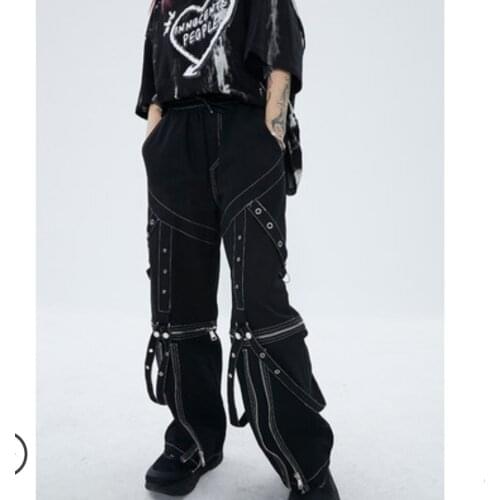 27-40 New 2021 Men clothing GD Gothic rend punk gothic Chain ribbon street fashion high street Pants plus size singer costumes