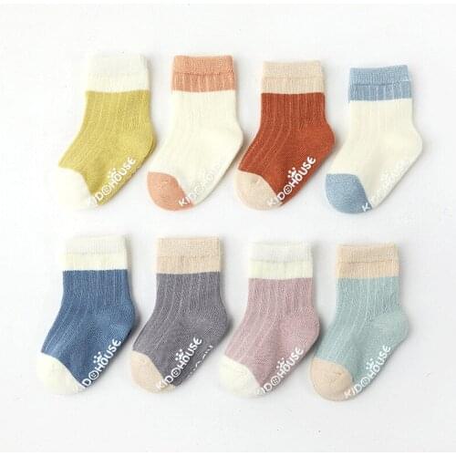 2021 Baby Boy Socks Anti Slip Newborn Splicing Cotton Socks Baby Girl Autumn Winter Home Floor Infant Socks for Baby 0-3 Years