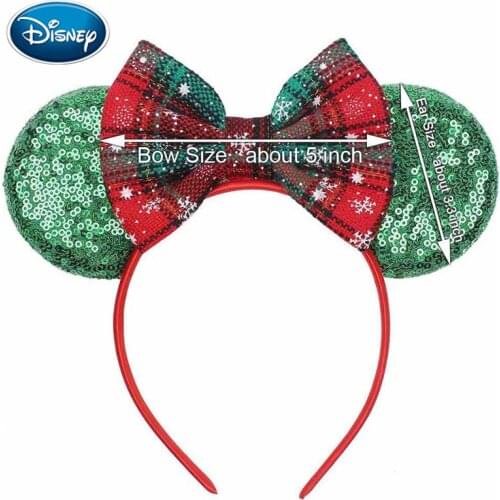 Disney Mouse Ears Hairband Dot Sequins Christmas Hair Bows DIY Hair Accessories Headband For Girls Headwear Party Boutique