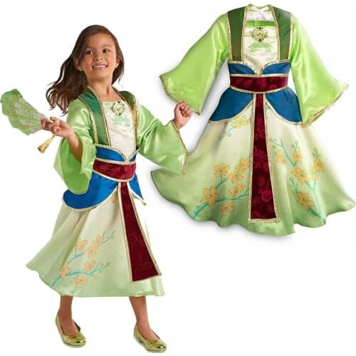 Huamulan Dress Up Dresses Kids New Movie Role Playing Costumes Children Female Hero Frock Chinese Traditional Clothing