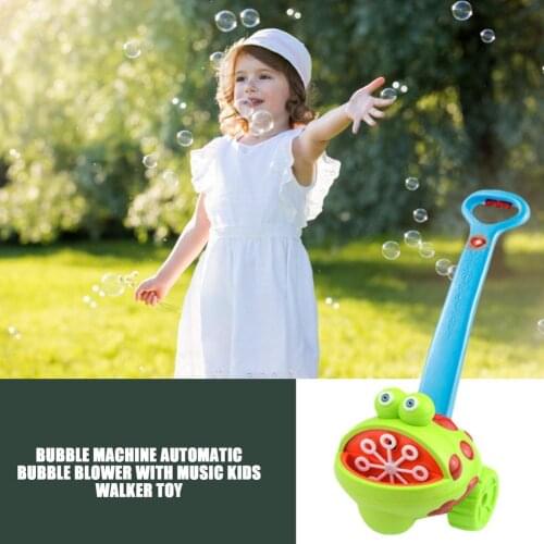 Bubble Machine Automatic Bubble Blower With Music Kids Walker Toy Explosive Frog Hand Push Sports Car Children Pushing Car Toys