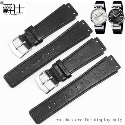 Genuine Leather Watchband 21x18mm Black Bracelet Convex interface Replace K4A211C3/K4A211C6 Series Mens Cow Leather Watch Chain
