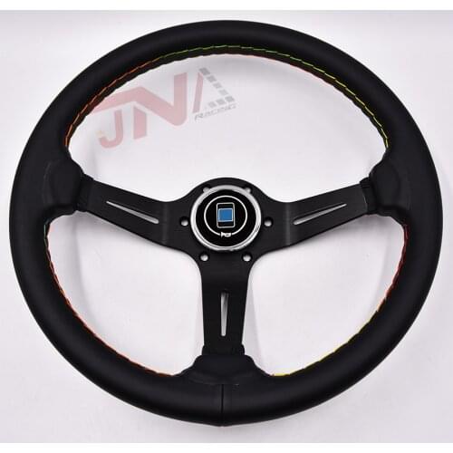With Rainbow Stitching Universal Steering Wheel for Refitting Car 350MM Sport Steering Wheel