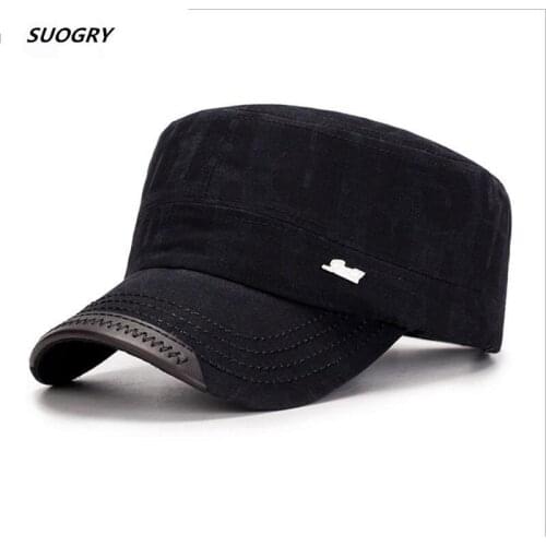SUOGRY 100% Cotton Unisex Flat Roof Military Hats For Men Tactical Cap Army Hat Women Snapback Bone Brand Gorroas