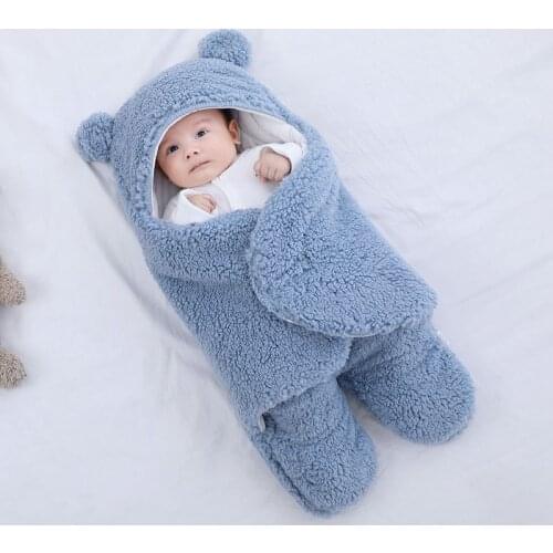 Warm Baby Flannel Blanket Newborn Swaddle Wrap Soft InfantSleeping Bag Footmuff Cotton Envelope For Stroller Accessories Blanket