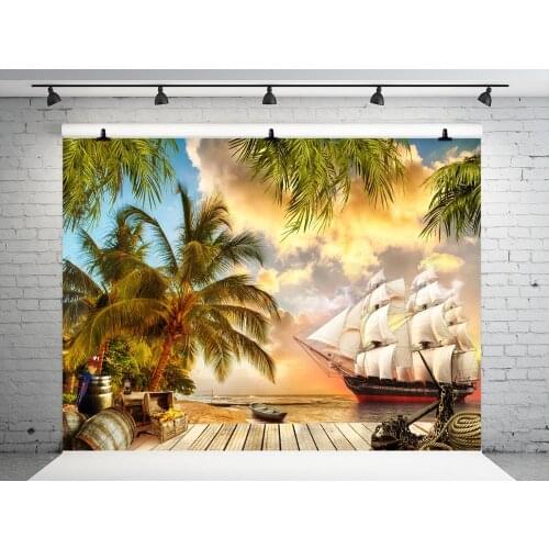 VinylBDS 10ft Oil Painting Photo Background Photography Backdrop Palm Tree Backgrounds For Photo Studio Cotton Washable Backdrop
