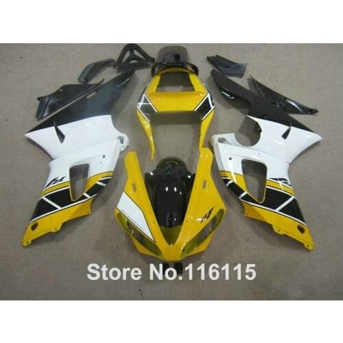 Injection molding High quality fairings set for YAMAHA YZF R1 2002 2003 yellow white black ABS Fairing kit YZF-R1 02 03 KN20