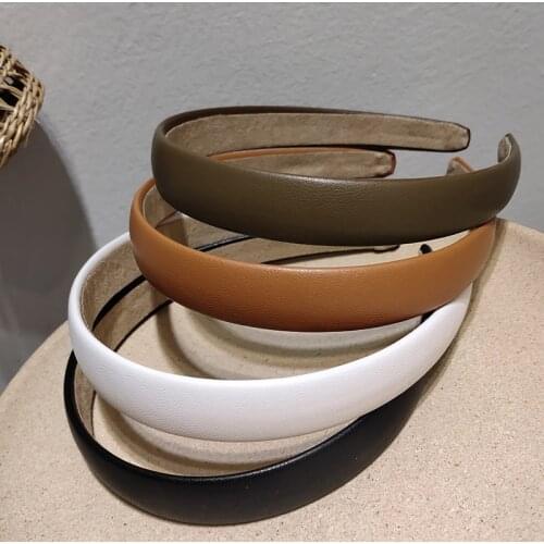 Korean leather brown headband temperament wild simple retro fashionable ins French starting card headdress Women Hairbands