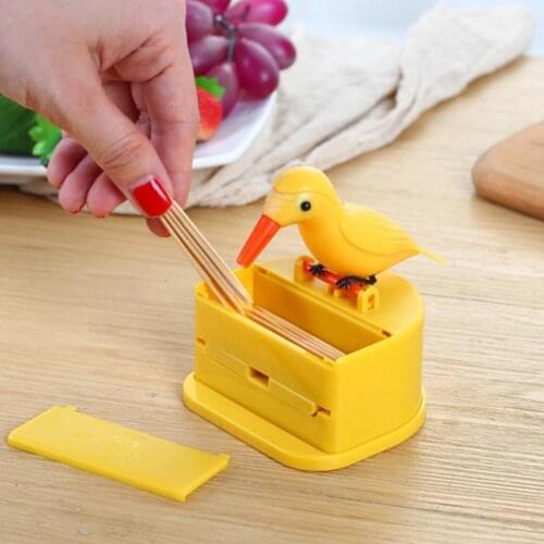 1PCS Small Bird Toothpick Container Automatic Toothpick Dispenser Toothpick Holder Storage Box Decoration Kitchen Accessories