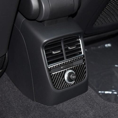 1pcs Real Carbon Fiber Sticker Car Back Row Cigarette Lighter Cover Decorative Sticker Trim 2014-2019 Models Accessories