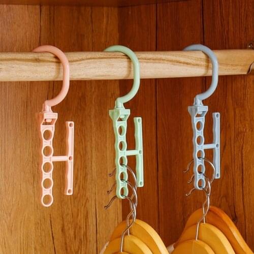 1PCS Clothes Hanger Multi-port Support Circle Clothes Drying Racks 5Hole Rotating Multifunction Plastic Scarf Storage Rack