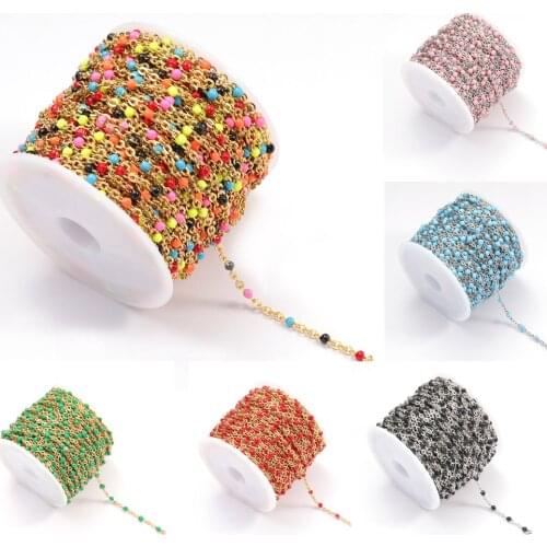 10Meters/Roll Stainless Steel Bead Chain Roll Cable Enamel Gold Necklace Ball Chain for Jewelry Making Components DIY Wholesale