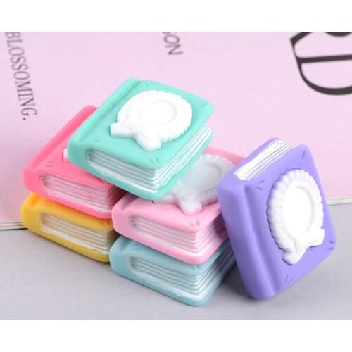 10pcs/lot solid resin simulation colorful book 15mm kawaii Cabochons Scrapbook for DIY phone case decoration