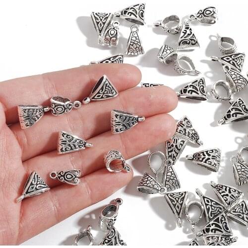 20pcs Connector Charms Bail Beads Antique Silver Color Charms For Jewelry Findings Blank Base Accessories DIY Earrings Necklace