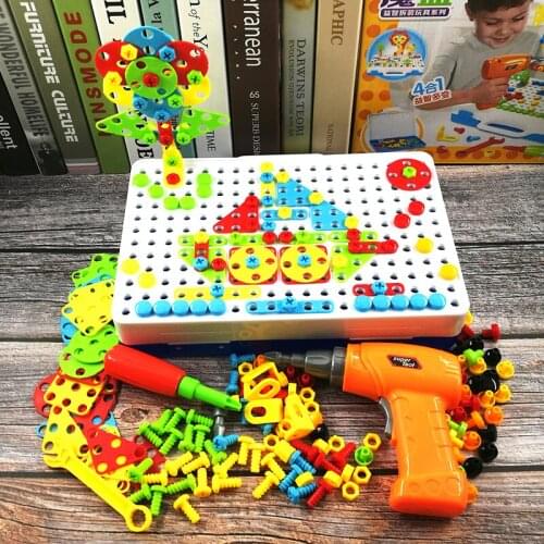 3D Construction Drill Play Creative Educational Games Mosaic Design Building Toys Tool Set for Kids 237pcs