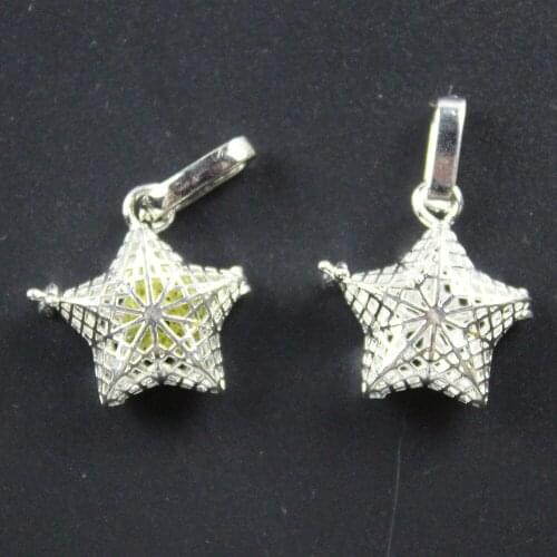 28*18mm，Star Essential Oil Diffuser Pearl Cage Pendant,Aromatherapy Locket Necklace Volcanic Setting Lava Stone Jewelry,HM