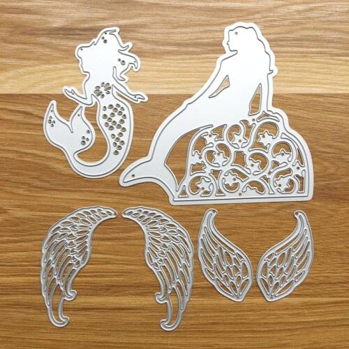 3-Set Cutting Dies Mermaid & Angel Wings Scrapbook Cardmaking Paper craft DIY Stencil