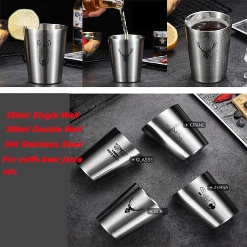 300ml/350ml Single Double Wall Coffee Mug Stainless Steel A Cups Metal Mugs Cold Beer Bar Party Coffee Mug Tumbler for Kitchen