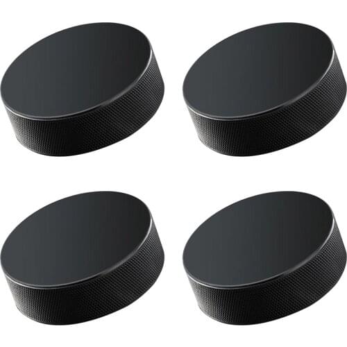 4 Pcs Professional Rubber Ice Hockey Pucks Standard Hockey Balls Sports Supplies for Practice Training Game (Black)