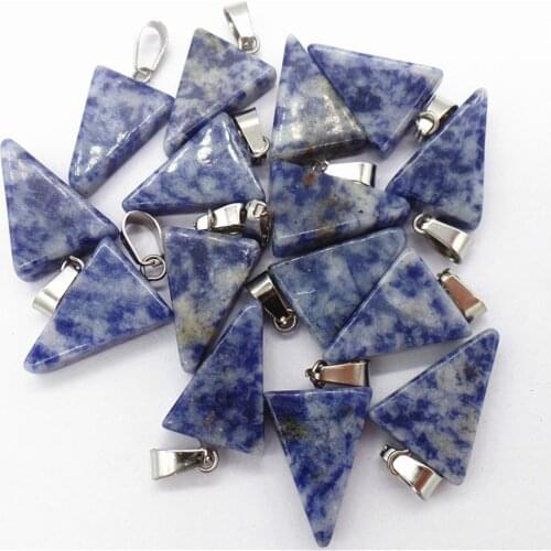 50Pcs 20x15x6mm Wholesale Natural Blue Sodalite Triangle Pendant Bead DIY Earrings Jewelry Accessories S604