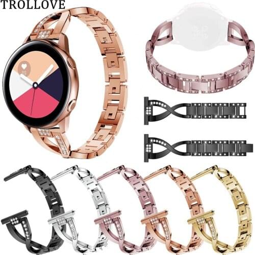 Stainless Steel Diamond Strap for Samsung Gear Sport S2 Galaxy Watch Active 42mm Band 20mm Bracelet Huawei 2 Huami Amazfit BIP