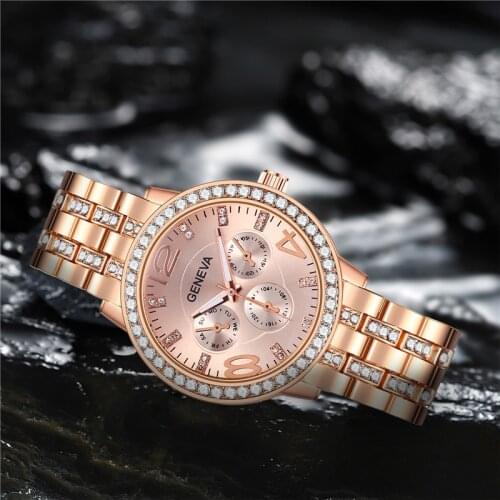 Women Fashion Bling Geneva Wrist Watches Female Quartz Watch Crystal Diamond Ladies Clock Relogio Feminino