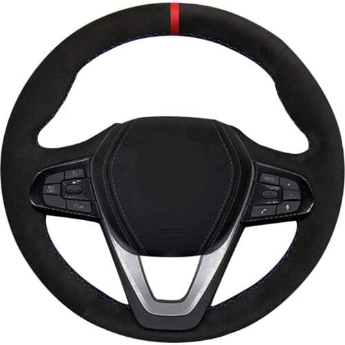 Car Steering Wheel Cover DIY Black Hand-stitched Suede Leather For BMW G20 G21 G30 G31 G32 X3 G01 X4 G02 X5 G05 X7 G07 Z4 G29