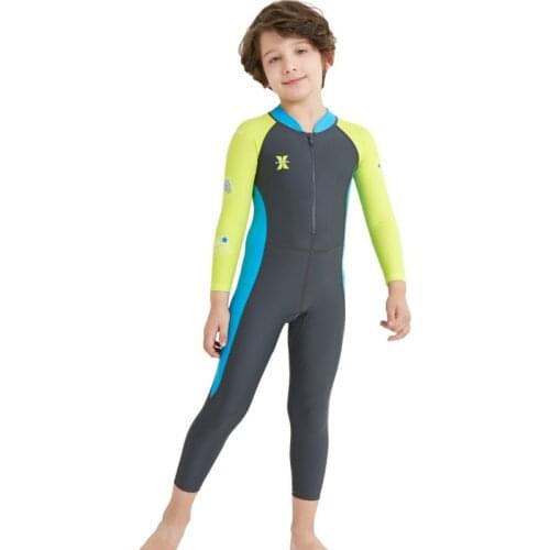 Unisex Kids Boys Girls Diving Suit 0.5MM Neoprene Wetsuit Keep Warm One-piece Long Sleeves UV Protection Swimwear