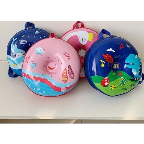 Round Three-dimensional Cartoon Childrens Backpack Kindergarten Cute Donuts School Backpack Adjustable Strap Holiday Travel Bag