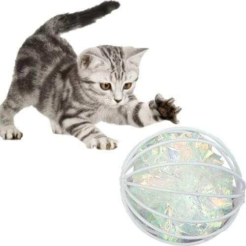 1PCS Cat Toy Interactive Crinkle Ball in Cage Cat Play Ball Cat Teaser Cat Ball Toy Pet Supplies Cat Accessory Cat Funny Toy