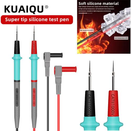 1Pair Silicone Soft Universal Digital 1000V 20A Thin Tip Needle Multimeter Multi Meter Test Lead Probe Wire Pen Cable Tester