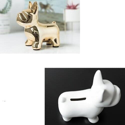 Ceramics Bulldog Piggy Bank Nordic Desktop Decoration Dog Coin Bank Creative Cute Animal Piggy Bank Home Decor