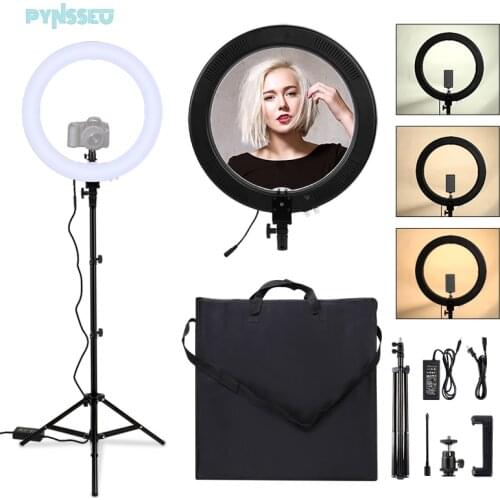 PYNSSEU 18" Led Light Ring 60W Photography Studio Ring Lamp with 2M Tripod 320 Pcs LED Light for Photography Lighting YouTube